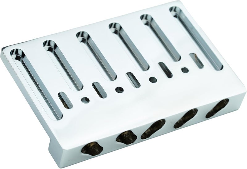 guyker Bass Bridge, 5 String Bass Bridge with Solid Roller Saddle Adjustable Replacement Part (GB506, Chrome) - Image 5